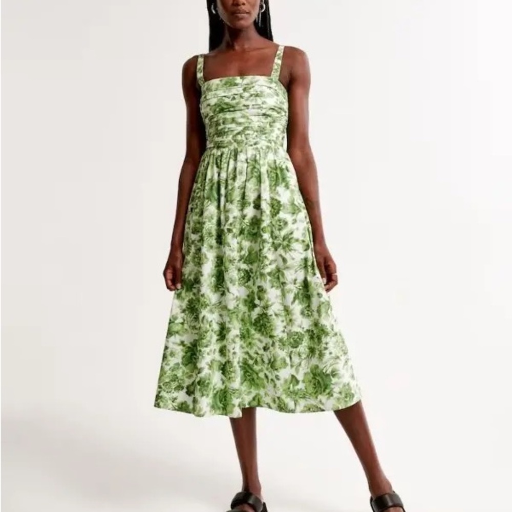 Abercrombie & Fitch Emerson Poplin Wide Strap Midi Dress